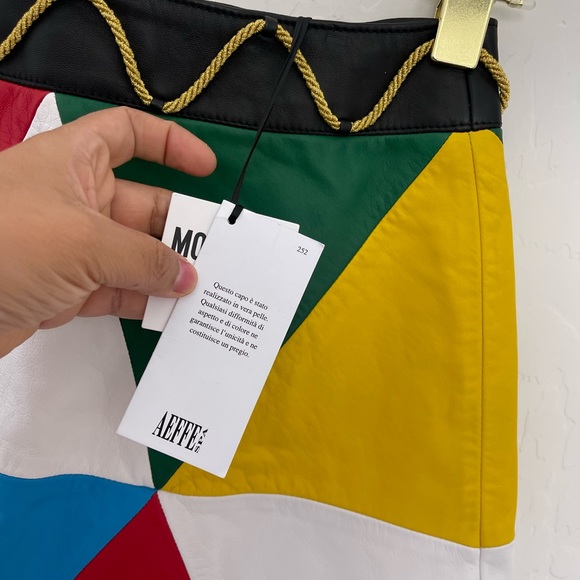 MOSCHINO COUTURE Multi Gold Rope Leather A-Line Mini Skirt Sz 6 NWT - Picture 7 of 13
